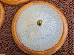 3 Deckenleuchten Echtholzrand, gebraucht