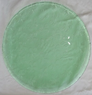 CK Servierplatte Servierteller rund Glasplatte hellgrün Blüten   37 kaum benutzt einwandfrei erhalte