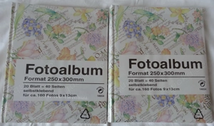 DK Fotoalbum 2 Stück Blume 20 Blatt grau selbstklebend Format 25x30 unbenutzt original verpackt