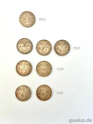 Münzen 1933, 1937, 1938, 1939