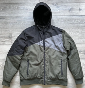 Fishbone Herren Jacke XL Übergangsjacke Kapuze Grün Grau Schwarz Freizeit