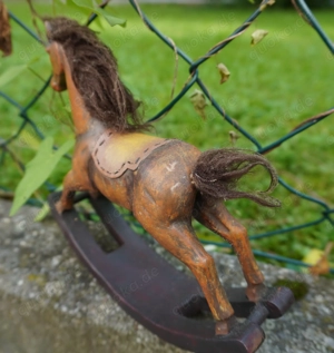 Antikes Kleines Schaukelpferdchen Holz - Schaukelpferd Miniatur Puppenstube Bild 4