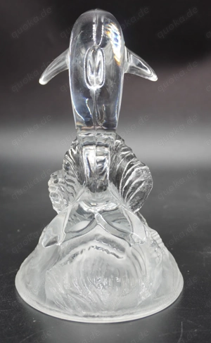 Massive Glas-Dekominiatur, 15 cm, wellenreitender Delphin