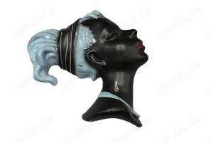 PopArt Designerwandmaske, schwarzer Frauenkopf, Albert Strunz, 1959 Cortendorf