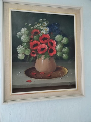Original Ölgemälde auf Leinwand Stillleben verschiedene Blumen