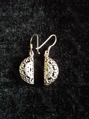 Halbmondförmige schöne Ohrringe aus 925 Silber Bild 3