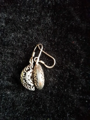 Halbmondförmige schöne Ohrringe aus 925 Silber Bild 4