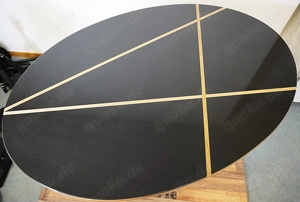 Wohnzimmer-Eßtisch, schwarz-oval - leider mit Kratzer Bild 2