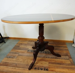 Wohnzimmer-Eßtisch, schwarz-oval - leider mit Kratzer Bild 3