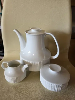 Thomas Arcta weiss Kaffeekanne mit Zuckerschale und Milchkännchen
