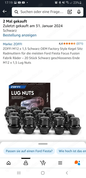 Schwarze Radmuttern Felgen Ford inkl. Sicherheitsschrauben
