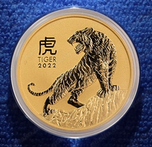 2 Oz Goldmünze Lunar 3 Tiger "Year of the Tiger" 2022 9999er Gold neu