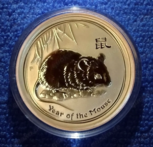 0,25 Oz Goldmünze Lunar II Maus "Year of the Mouse" 2008 9999er Gold neu