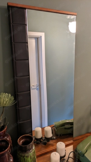 Spiegel mit schwarzem Lederrand retro vintage