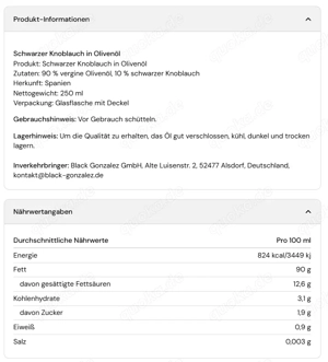 Schwarze Knoblauch Öl - 250ml 14,99* (61,96 L) inkl. MwSt., zzgl. Versand Bild 5