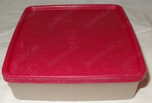 X Tupperware Behälter mit Deckel 670-8 + 671-6 Eisdekor + rot Brotdose Deckel 13x14 H3,8 Tupper