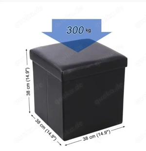 Faltbarer Sitzhocker Kunstleder schwarz neu