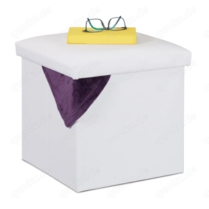 Faltbarer Sitzhocker Kunstleder weiss neu