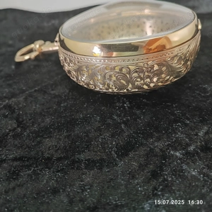 Kutscheruhr mit Schlüssel vergoldet 