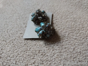 Ohrclips Türkis Edelstein Echtschmuck Edelstahl antiallergen nickelfrei neu ungetragen 