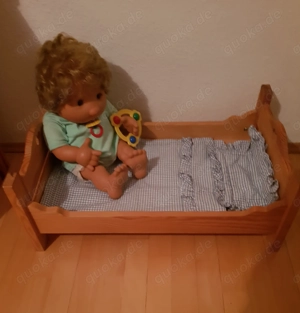 Puppenbett Massivholz - 66 cm Länge ( ohne Puppe )