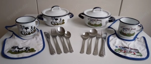 Kinder-Emaille-Geschirr -WMF-Bestecke -teller