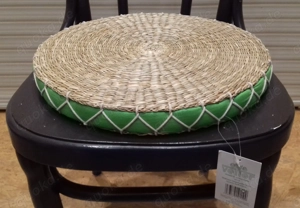 6 Sitzkissen SchaumstoffSeegrasgeflecht mit buntem Stoff rund, je  Bild 3