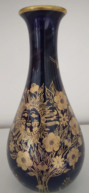 1 Vase "Echt C.M. Hutschenreuther Kobalt", Porzellan, Echtgold