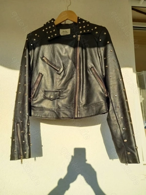 Damen Kunstleder Jacke Biker Jacket Punk Rocker Nieten Leder Imitat XL