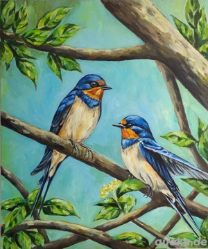 " Schwalben" Ölgemälde auf Leinwand, 50*60 cm Bild 2