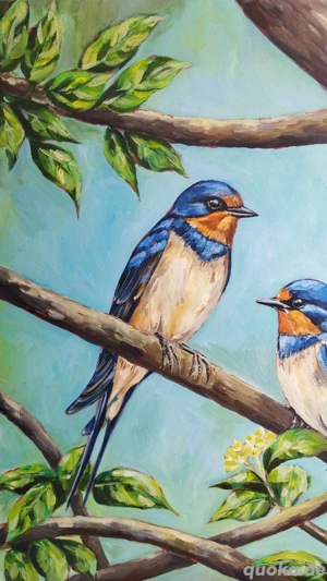 " Schwalben" Ölgemälde auf Leinwand, 50*60 cm Bild 3