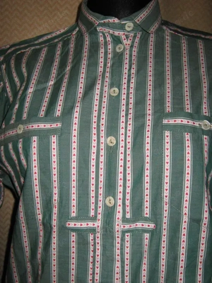 NEU Granny VINTAGE Herzchen Brauchtum Trachten Puffärmel Bluse gossi 38- 40 S-M grün weiß rot 