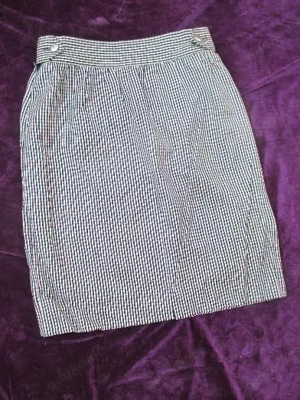 NEUw Original VINTAGE 100% Schurwolle Karo High Waist Mini Rock ESCADA  34- 36 XS- S schwarz ivory