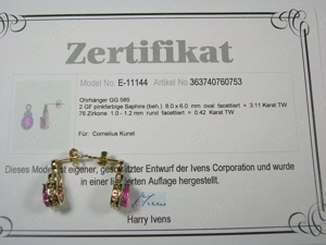 NEU: Ohrstecker 585 Gold pink Saphir + Zirkon - image 7