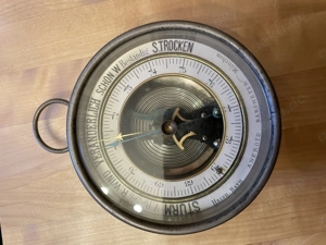 Barometer Wetterstation antik 1920 Weckerform Bild 8