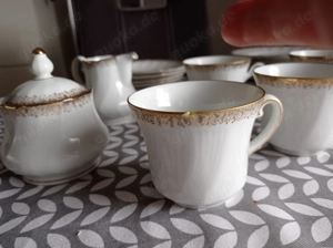 Kaffeeservice weiß mit Goldrand
