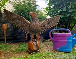 Handgeschnitzte Adler-Skulptur aus Holz   1,20 m Spannweite   majestätische Handarbeit