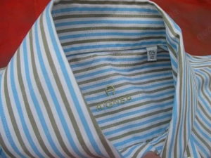 NEU mit ETIKETT Business Freizeit Button Down Kragen Streifen Kurzarm Hemd AIGNER 42- 43  L * 50- 52