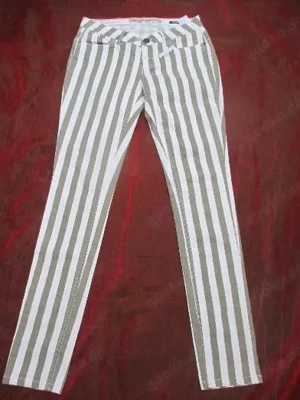 NEU mit ETIKETT Streifen Sommer Röhren Jeans Hose Dept Denim Department ARIES Gr. 36  S kahki- grün