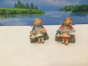 Wendt & Kühn 2 Mädchen mit Schere + Puppe Erzgebirge 