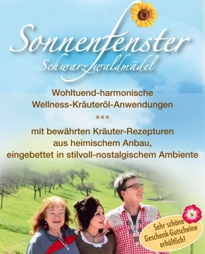 Harmonische Kräuteröl Massagen im Sonnenfenster Simonswald