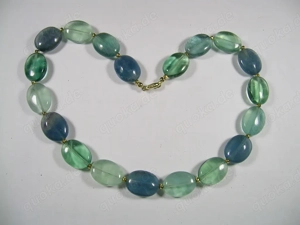 NEU: Collier   Kette Fluorit + Hämatit 375 Gold Karabiner