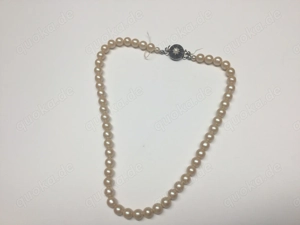 Perlenkette Damen Vintage mit Verschluss versilbert