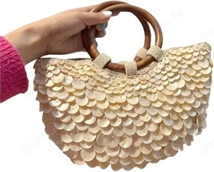 Elegante Damenhandtasche   Handgefertigt mit Perlen & Pailletten 