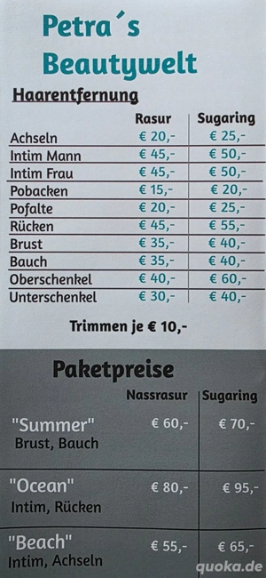 Enthaarung Waxing Sugaring Nassrasur Rasur Bild 2