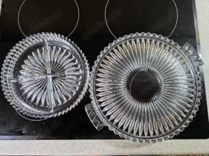 Schönes Kristall Glas Set - Tortenplatte und Servierschale