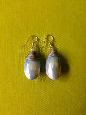 Schmuck: Ohrringe aus echten Muscheln  in schillerndem Blau-Grau mit 925 Silberhaken Bild 4