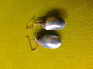 Schmuck: Ohrringe aus echten Muscheln  in schillerndem Blau-Grau mit 925 Silberhaken Bild 5