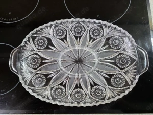 ovale Kristall Glas Servierschale 4-geteilt, 5 Fächer