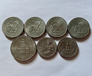 4x One Dollar 1979, Half Dollar 1976, 2x Quarter Dollar 1968 1976